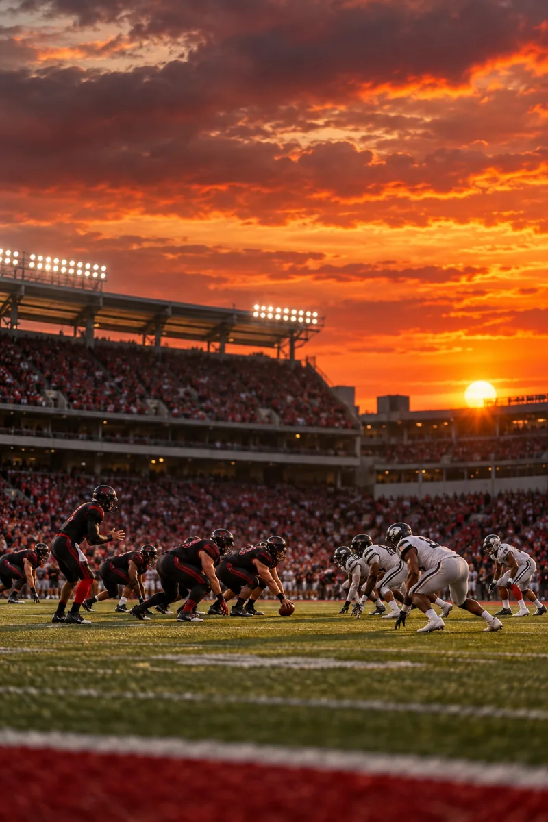 TAZZ TV American football game at sunset