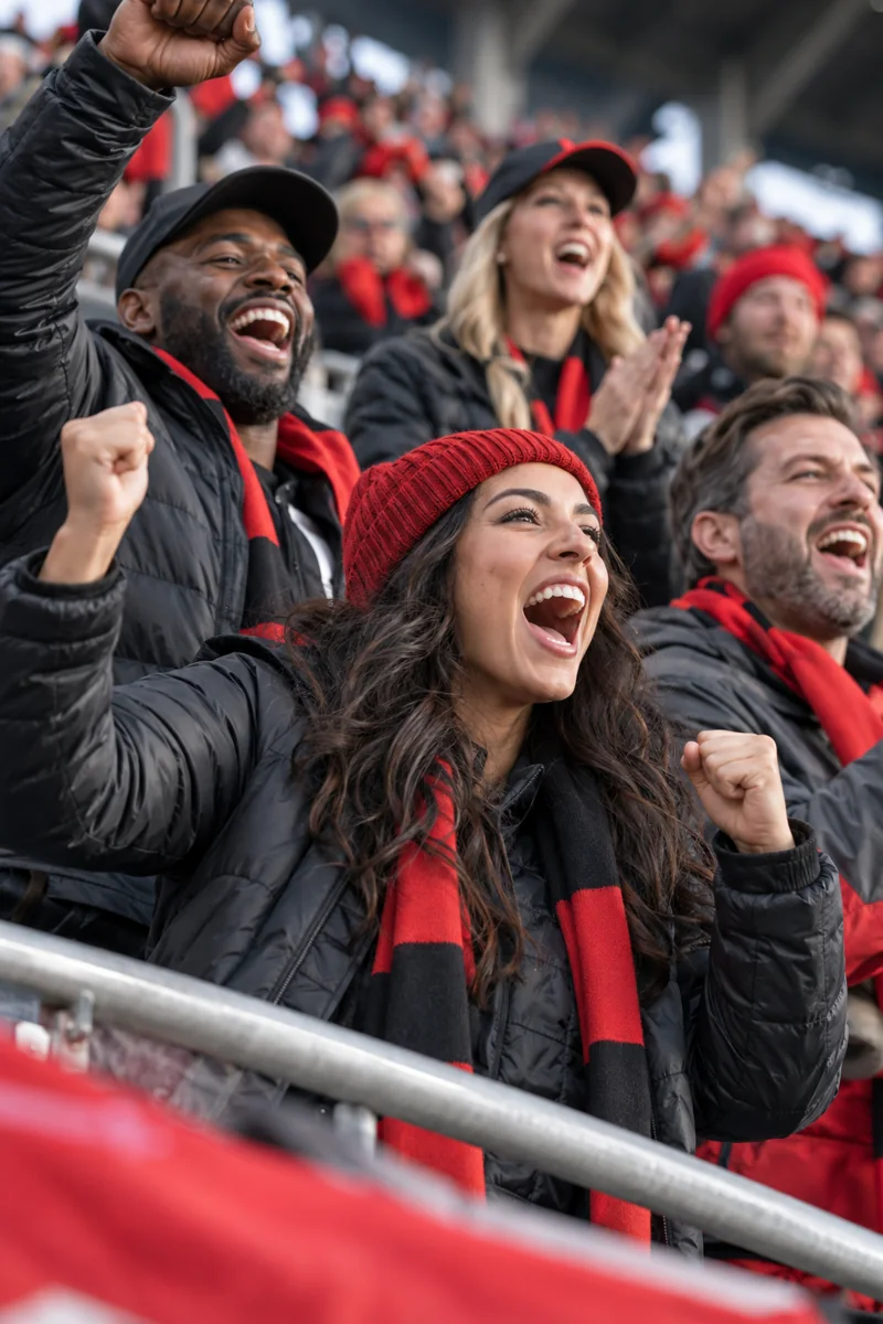 TAZZ TV sports fans cheering in stadium stands