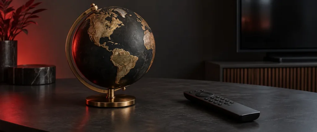 TAZZ TV globe and television remote illustration